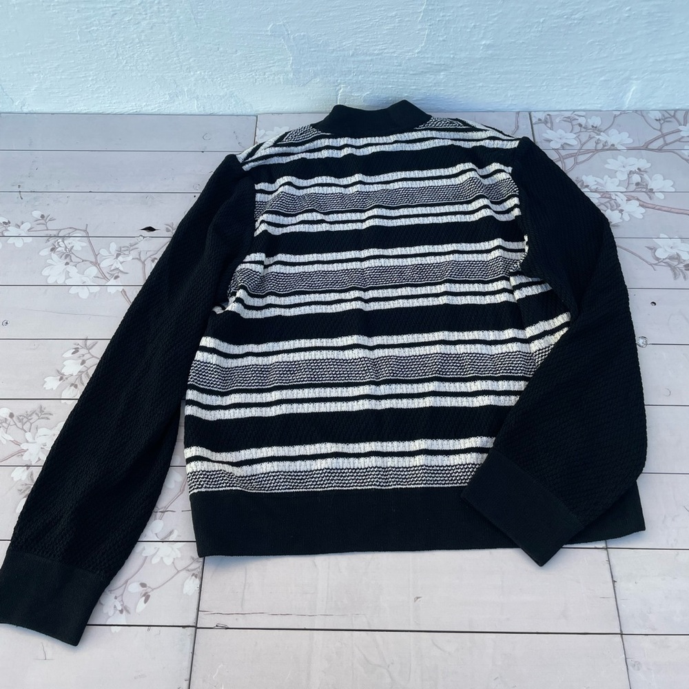 St. John Black and White Striped Knit sweater - Picture 4 of 9